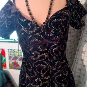 Scarlett imported fabric vintage USA Made  pencil dress with off shoulders.